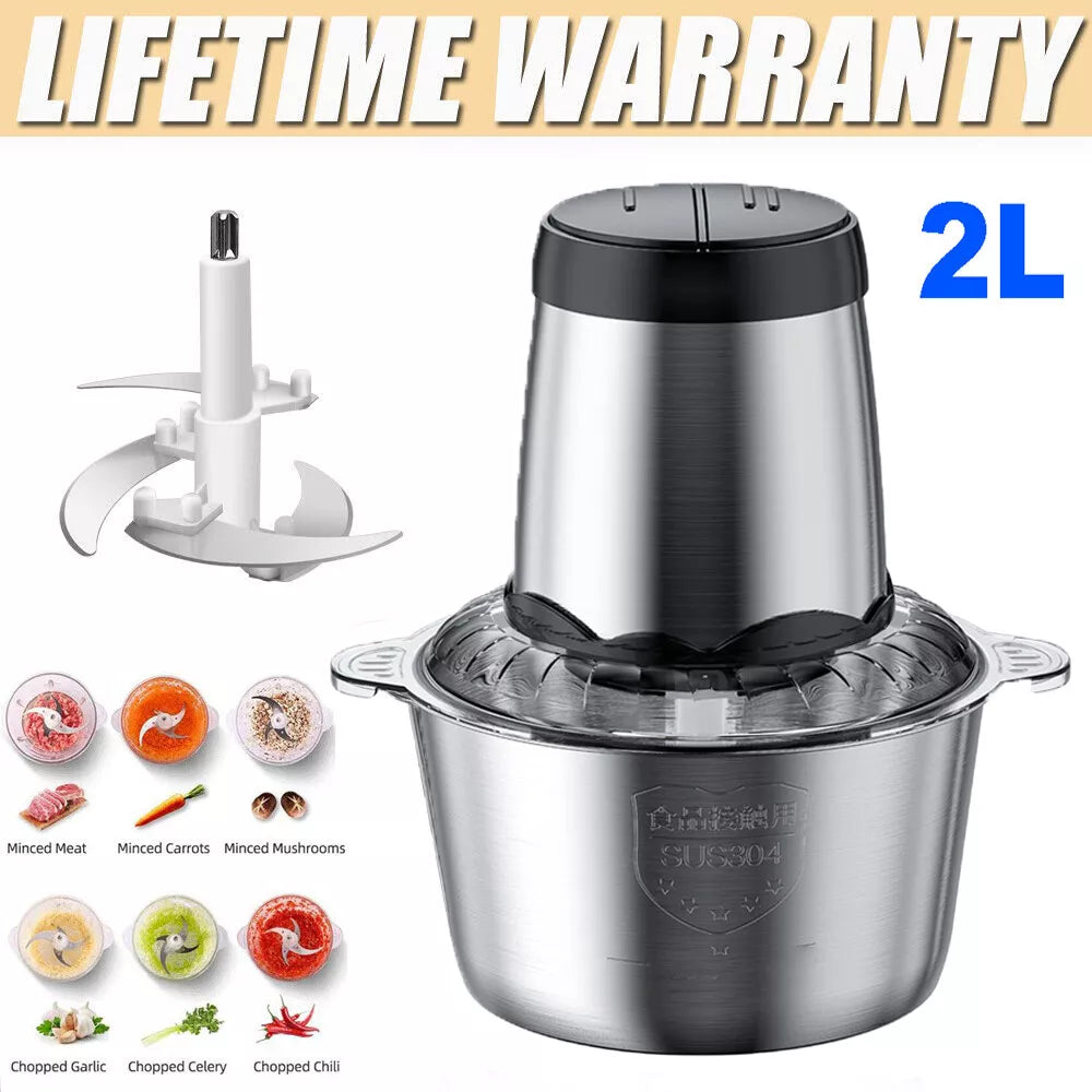 2L Stainless Steel Food Chopper 300W 4 Blade