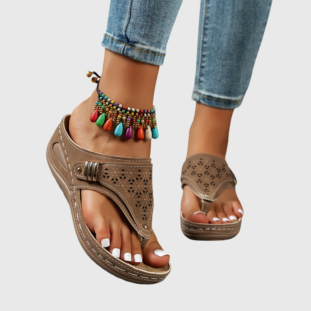 Flip Flops Women Casual Striped Open Toe Flat Sandals Comfortable