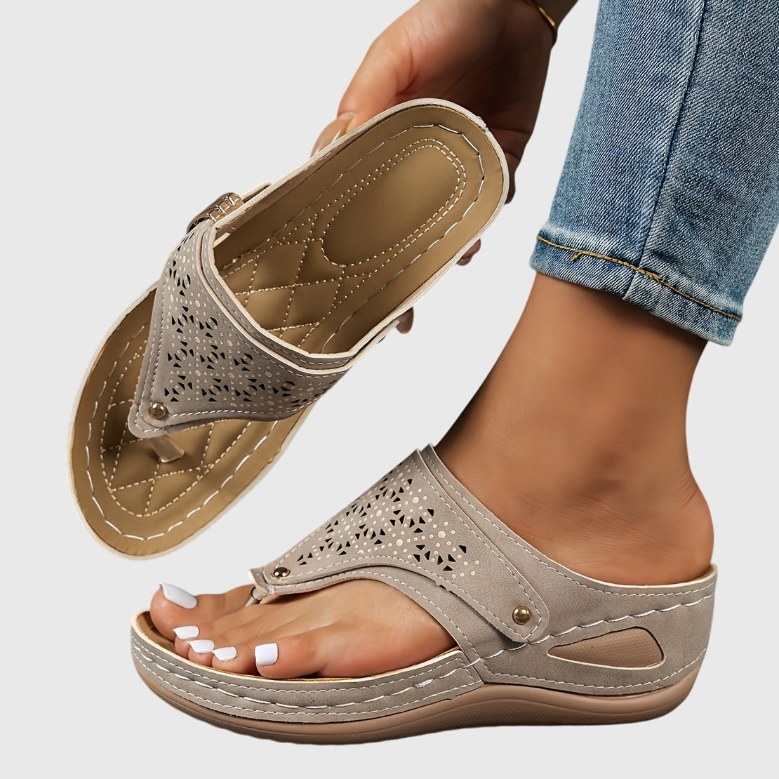 Flip Flops Women Casual Striped Open Toe Flat Sandals Comfortable