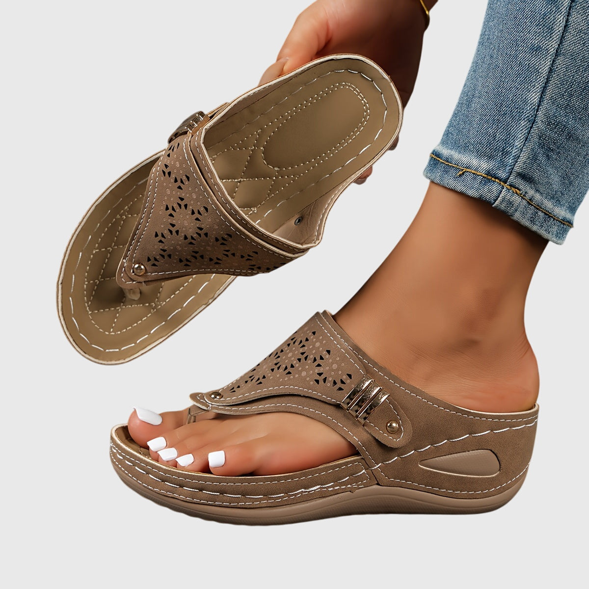 Flip Flops Women Casual Striped Open Toe Flat Sandals Comfortable