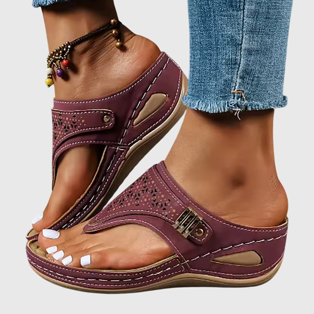 Flip Flops Women Casual Striped Open Toe Flat Sandals Comfortable