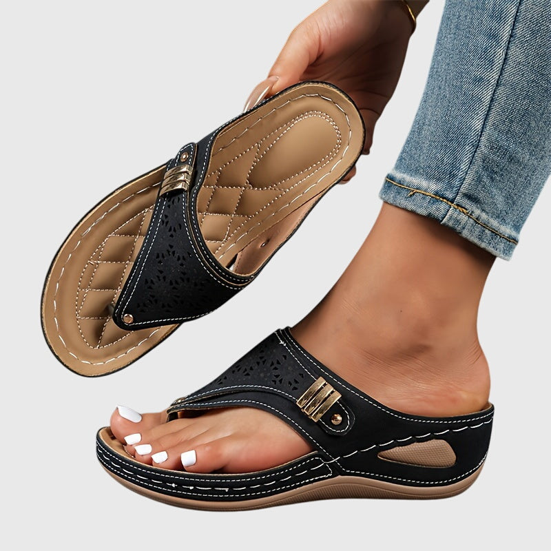 Flip Flops Women Casual Striped Open Toe Flat Sandals Comfortable