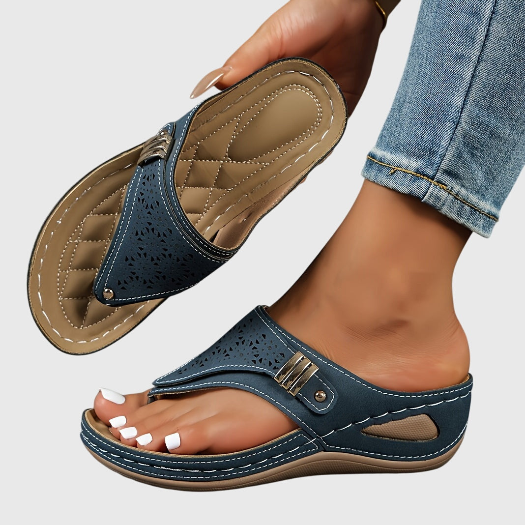 Flip Flops Women Casual Striped Open Toe Flat Sandals Comfortable