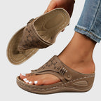 Flip Flops Women Casual Striped Open Toe Flat Sandals Comfortable