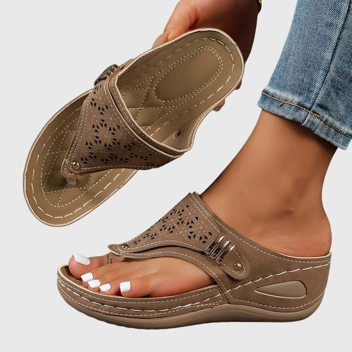 Flip Flops Women Casual Striped Open Toe Flat Sandals Comfortable