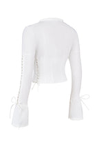 Corset Top Women Long Sleeve Lace Up Deep Neckline | Mira