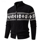 Christmas Jumper Men | Fair Isle Zip-Up Stand Collar Cardigan | Winter