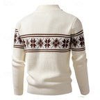 Christmas Jumper Men | Fair Isle Zip-Up Stand Collar Cardigan | Winter