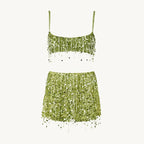 Bikini Sets Women Sequin Tassel Two Piece Top and Skirt | Kestrel