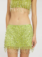 Bikini Sets Women Sequin Tassel Two Piece Top and Skirt | Kestrel