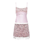 Bikini Sets Women Sequin Tassel Two Piece Top and Skirt | Kestrel