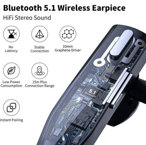 Men Bluetooth 5.1 Noise Cancelling Headset Dual Mic