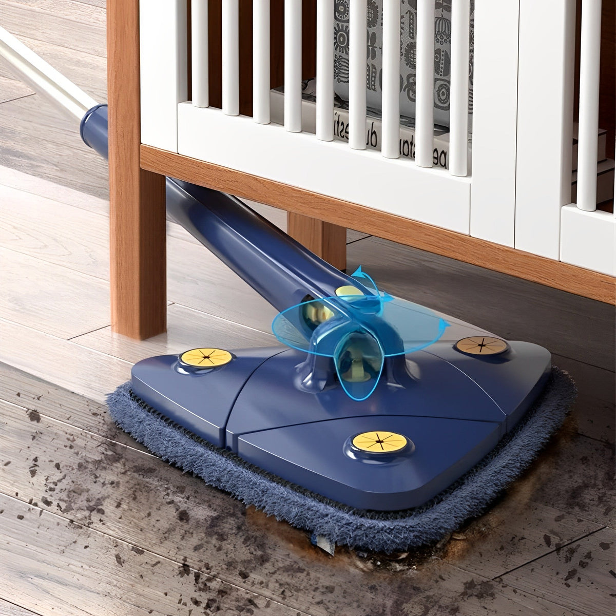 Cassia | Spin Mop | 360° Triangular Head, Push-Pull Wringing | Microfiber