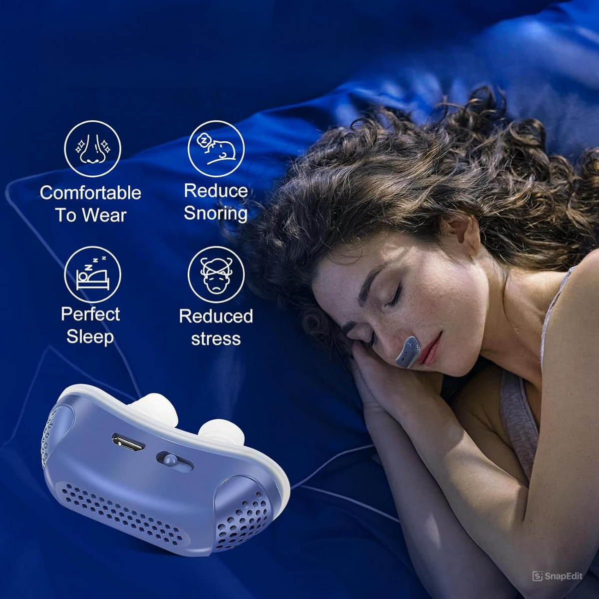 Linnea | Sleep Apnea Device | Portable Silent CPAP Aid | Light Green, Rechargeable