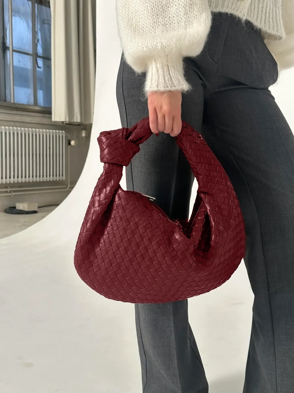Woven Handbag | Medium Braided Bag | Faux Leather, Everyday
