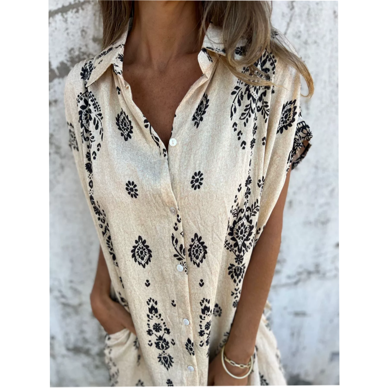 Women Cotton Linen Dress Loose Fit with Pockets
