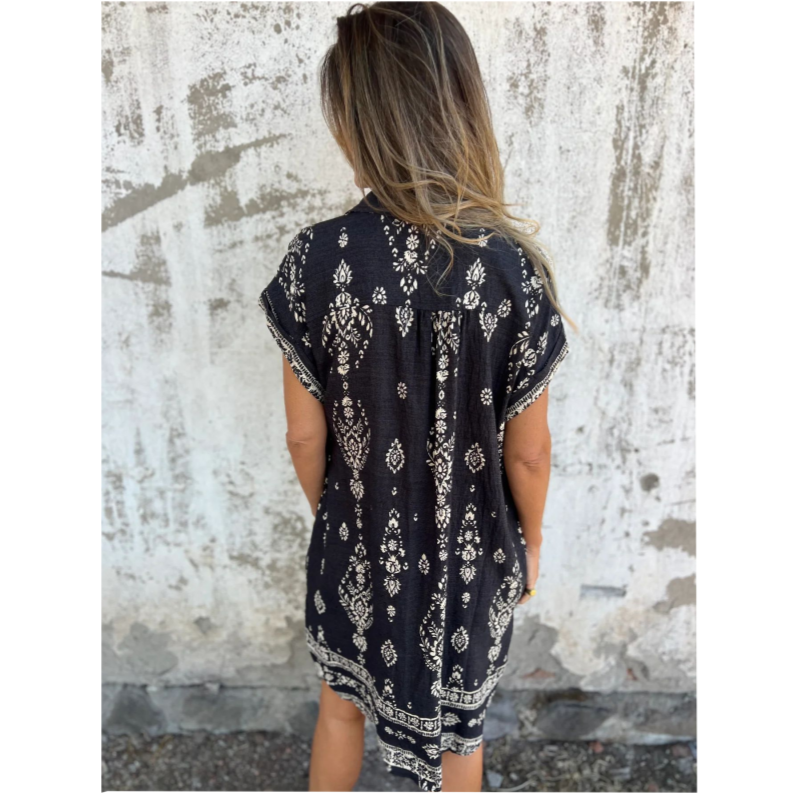 Women Cotton Linen Dress Loose Fit with Pockets