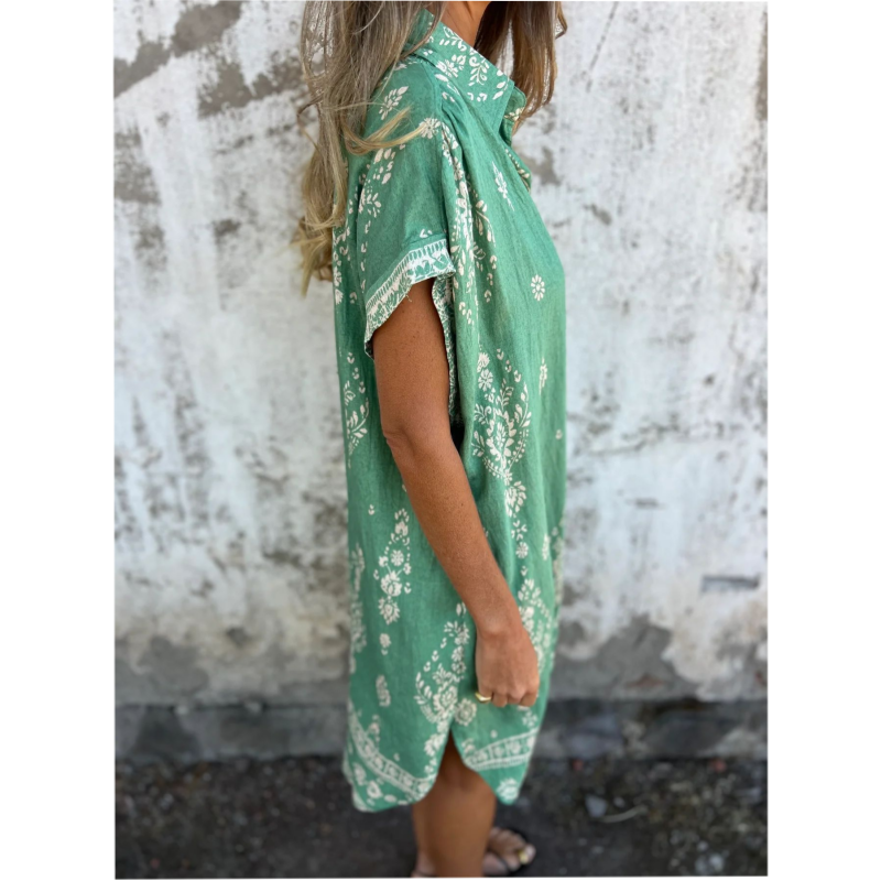 Women Cotton Linen Dress Loose Fit with Pockets