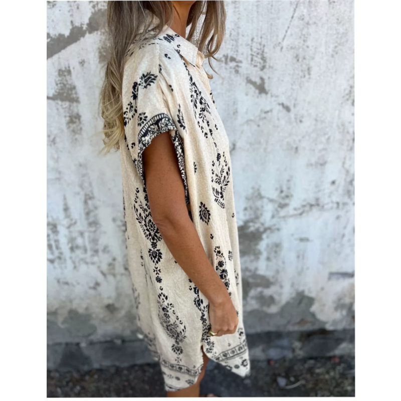 Women Cotton Linen Dress Loose Fit with Pockets
