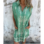 Women Cotton Linen Dress Loose Fit with Pockets