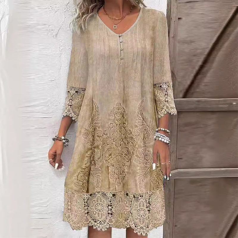 Anneke | Midi Dress | Embroidered, Breathable Fabric | Figure-Skimming Fit