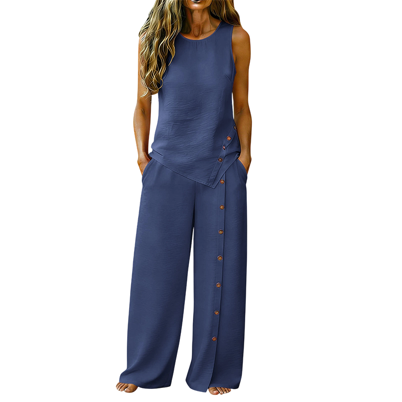Nina | Women's Two-Piece Set | Sleeveless Top & Wide-Leg Trousers | Breathable