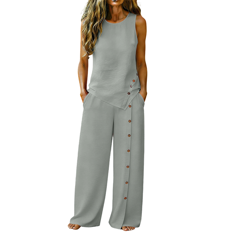 Nina | Women's Two-Piece Set | Sleeveless Top & Wide-Leg Trousers | Breathable