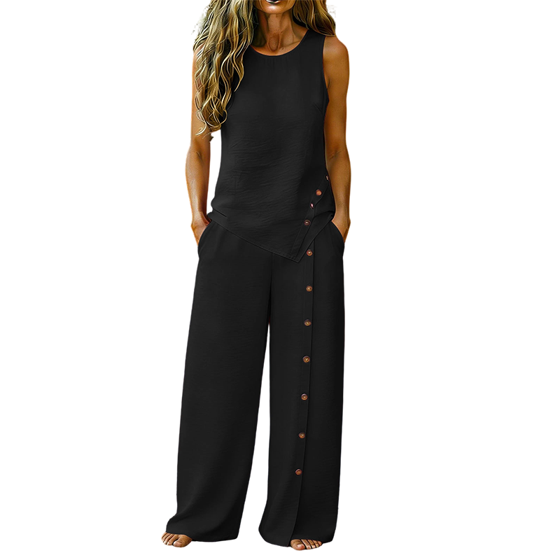 Nina | Women's Two-Piece Set | Sleeveless Top & Wide-Leg Trousers | Breathable