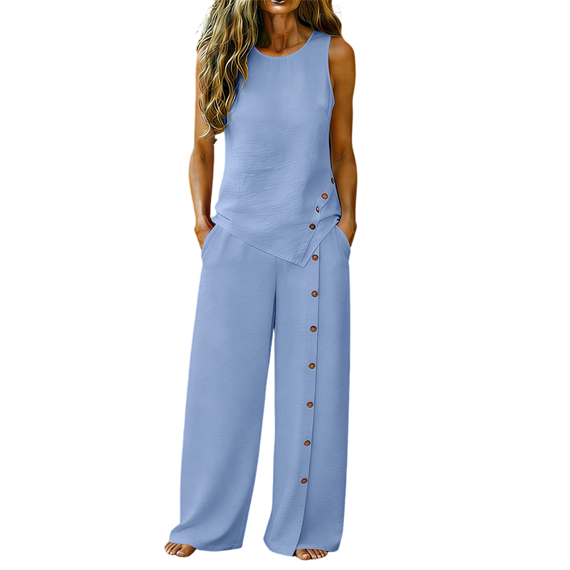 Nina | Women's Two-Piece Set | Sleeveless Top & Wide-Leg Trousers | Breathable