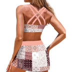 Women bikini set with skirt adjustable straps colorful two piece swimsuit