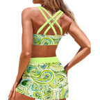 Women bikini set with skirt adjustable straps colorful two piece swimsuit