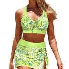 Women bikini set with skirt adjustable straps colorful two piece swimsuit