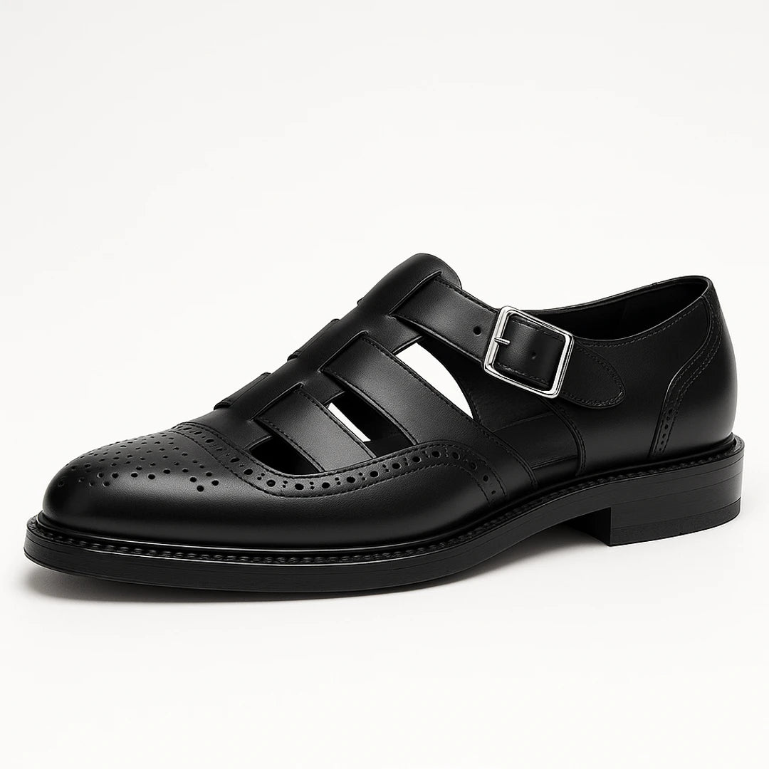 Men's Leather Sandals Slip-On with Non-Slip Sole