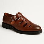 Men's Leather Sandals Slip-On with Non-Slip Sole