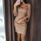 Sequin Midi Dress Women Fitted Bodycon Glitter Party Plus Size