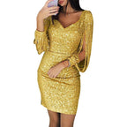 Sequin Midi Dress Women Fitted Bodycon Glitter Party Plus Size