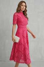 Nina | Midi Dress | A-Line Lace, High Neckline | Women's Formal