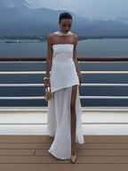 Tulle Dress | Women 2 Piece Midi Off Shoulder Asymmetric Hem Set