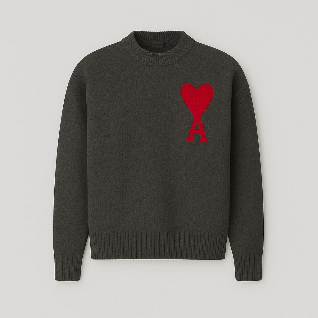 Romy | Women's Oversized Sweater | Heart Ace Print, Round Neck | All-Season