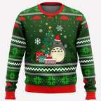 Christmas Sweater Unisex Neon Knit Reindeer Snowflake Pattern