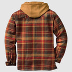 Men Plaid Hooded Jacket Quilted Lining