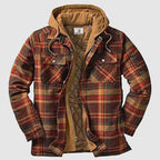 Men Plaid Hooded Jacket Quilted Lining