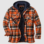 Men Plaid Hooded Jacket Quilted Lining