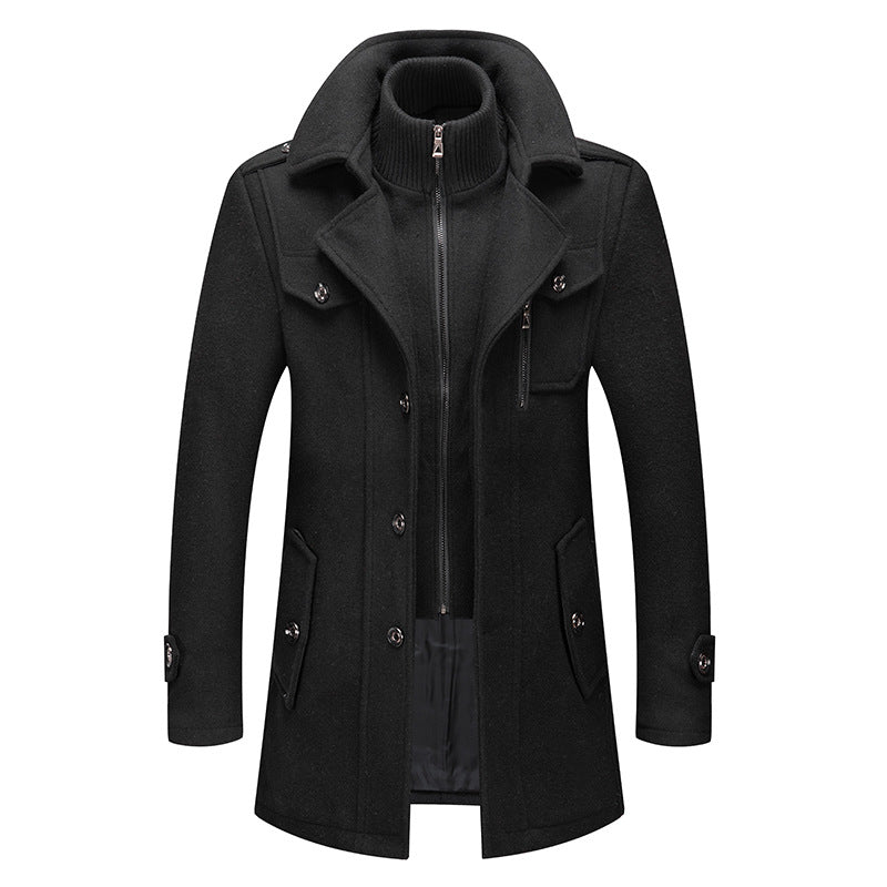 Cora | Men's Wool Coat | Stand Collar, Removable, Winter