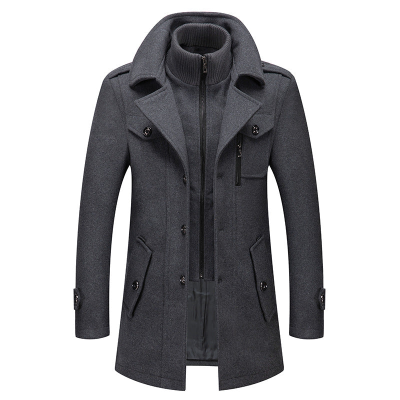 Cora | Men's Wool Coat | Stand Collar, Removable, Winter