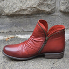 Women Ankle Boots Zip Closure Low Heel