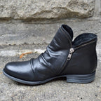 Women Ankle Boots Zip Closure Low Heel