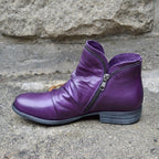 Women Ankle Boots Zip Closure Low Heel