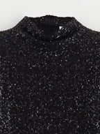 Sequin Dress Women Mini Sparkly Fitted Shoulder Pads Bodycon