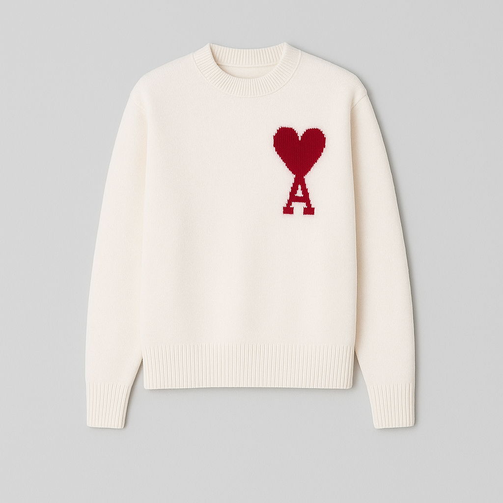 Romy | Women's Oversized Sweater | Heart Ace Print, Round Neck | All-Season